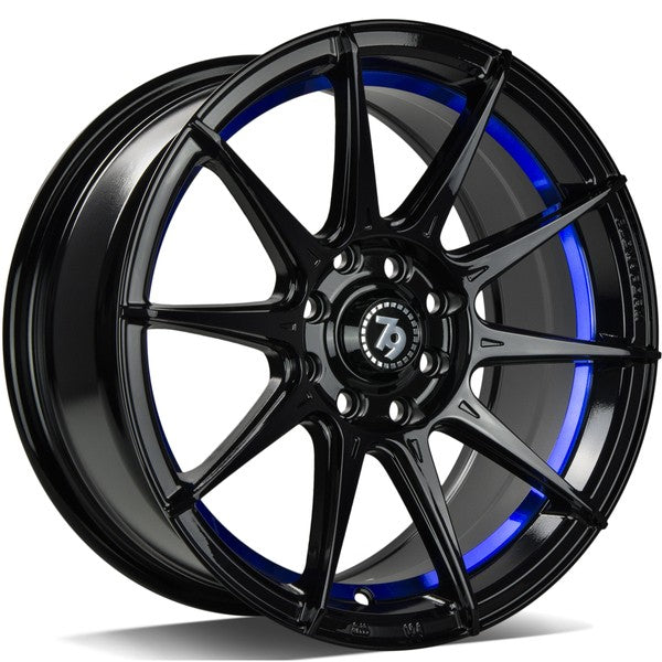 79Wheels SCF-F GLOSS BLACK BLUE BARREL 15*7