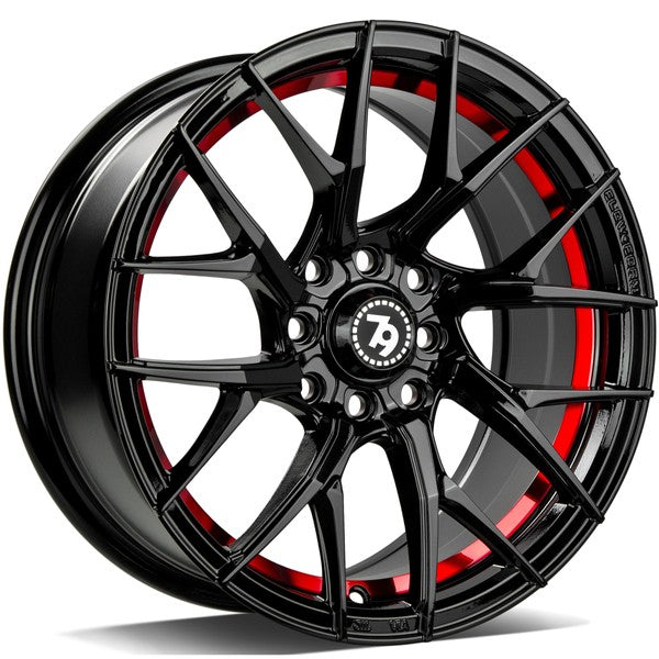 79Wheels SCF-G GLOSS BLACK RED BARREL 15*7