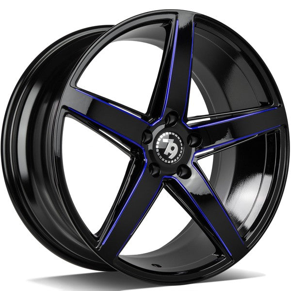 79Wheels SV-N GLOSS BLACK BLUE MILL 18*8